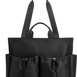 KALIDI Yoga Mat Bag Gym Bag for Women Tote with Pockets, Workout Bag Handbag with Zipper for Travel Sport Pilates Work Commute, 1 Black, Large-image-58