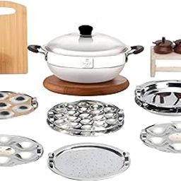 TIRUPATI | TIGER MAX PRO Jumbo 18G 5 L Multi-Purpose Kadai – Precision Plane Bottom, Laser-Etched Lid & 8 Modular Steam Plates (3 Idli, 2 Dhokla, 1 Patra & 2 Mini Idli - Steam Any 3 Plates/Cycle)-image-99