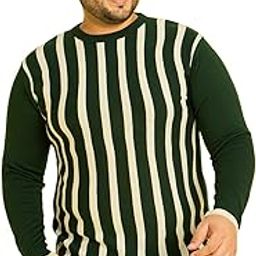 Men Plus Size Striped Green Sweater-picture-16