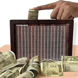JKVT ENTERPRISE Wooden Piggy Bank for Kids & Adults, Coin Box with Carved Design, Savings Box, Mini Bank, Donation Box, Smart Money Box, Wooden Coin Box, Money Saver, Piggy Bank with Numbers-picture-14