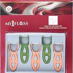 My1Floss Ready to use Designed for effortless oral care Pack of 5 Dental Flosses Kit Burgundy Colors (3 Peach + 2 Olive Green)-image-80