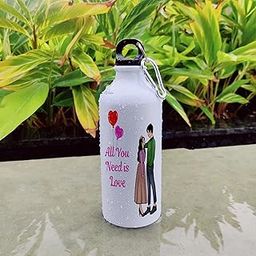 PALESAA Designer All You Need Is Love Printed Aluminium Sipper Bottle With Hook Ideal for all Age Groups (600, Round, 1, 600ml Sipper)-image-90