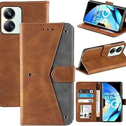 Autofocus Faux Leather Back Case Flip Cover for Realme 10 Pro+ 5G, Realme 10 Pro Plus 5G with ID Card Slot | Foldable Stand | 2 ID Card Slot | 1 Cash Slot - Executive Brown, 21349-image-47