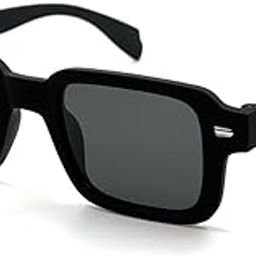 Classic Square Frame Sunglasses, Matte Black, Grey Polarised Lenses-15