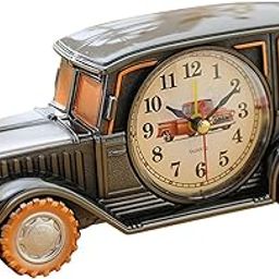 Spiaty Plastic Classic Car Analog Desk Alarm Clock, Black-image-75
