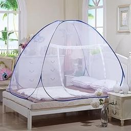 Wildmaker NetNest-Mosquito Net for Double Bed | King Size Foldable | Polyester 30GSM Strong Net | PVC Coated Corrosion Resistant Steel Wire | Strong Durable and Comfortable (Royal Blue)-picture-15