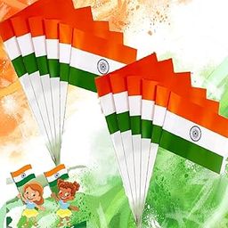 Verbier Hand Waving Paper Flag With Stick For School Office Decoration For Independence Day/Republic Day Celebration Hand Paper Flags Big Set Of 12-image-49