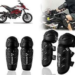 Auto Pearl Motorcycle Knee Shin Guards Elbow Pads, 4 in 1 Monstor Style Knee Shin Safe Protection Armor for Moto Cycling Racing compatible with Hypermotard (Black, 4Pcs)-image-97