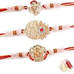 Rakhi for Men with Tilak Material and Greeting Card - Pack of 3 Rakhi-image-43