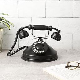 Decor Antique Metal Black Antique Telephone Victorian Old Classic Look Landline Non Working Telephone Only for Decoration-image-32
