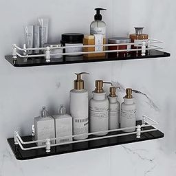 Plantex Premium Black Glass Shelf for Bathroom/Kitchen/Living Room - Bathroom Accessories (Polished, 18x6 Inches) - Pack of 2-image-60