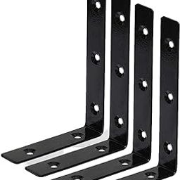 Wall Bracket for Shelves, Wall Bracket for Home Decor, Metal L Angle Bracket for Wall Shelf with Matching Screws - Pack of 4 (6 '' x 4 '')-picture-21