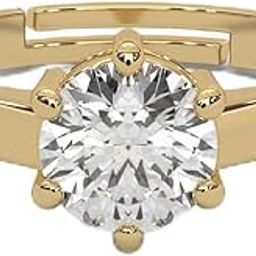 1 Ct. VVS Moissanite Diamond Quality Solitaire Ring for Women Girls in 925 Sterling Silver with 18k Gold Plated, Adjustable Ring, Elegant Jewelry Gift for Her, Promise Ring-image-56