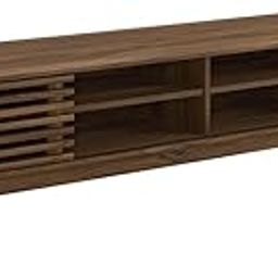 Goldview Furniture Modern TV Stand Entertainment Center – Mid-Century Style Media Console with Slatted Front, Walnut Wood Finish, 4-Door Storage Cabinet for Living Room and Bedroom-image-74