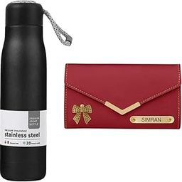 Customized Women's Combo Gift Set – Wallet, Bottle – Personalized Name Engraved Gift Set Red-image-96