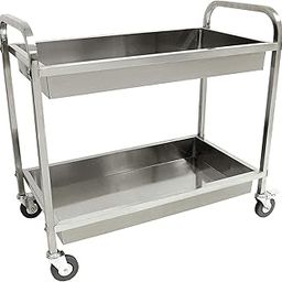 Indian Decor 55744 Stainless Steel Chrome Color Serving Cart, Bar Trolley, Kitchen Trolley, Serving Trolley, Hospital Trolley, Trolley for Dental Clinic - Stainless Steel-image-38