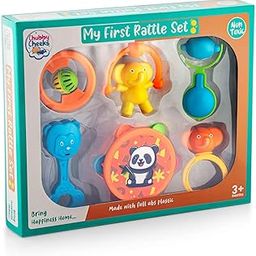 Sunny Chubby Cheeks My First Rattle Set - Pack of 6 Multicolor Sensory Toys for Infants (3M+) | Non-Toxic ABS Plastic, Safe & Easy to Grip|Multicolor3-image-88