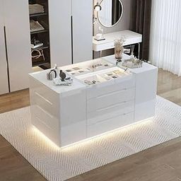 SHIPLORD®Spacious Bedroom Wardrobe Island with 16 Drawers, Glass Top & Jewelry Organizer: Maximize Storage & Style-image-48