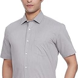 Men's Solid 100% Cotton Half Sleeve Regular Fit Formal Shirt-image-30