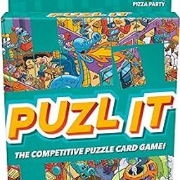 Hasbro Puzl It Game,Competitive Puzzle Card for Ages 7 and Up, Kids,Family for 2 to 6 Players, Pizza Party Theme, Puzzle Games-23
