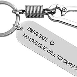 Stainless Steel Drive Safe Keychain A Thoughtful Gift For Him Â– Perfect For New Drivers, Boyfriends, Husbands, And Son Daughter Valentines Day,Silver-picture-15
