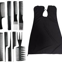 AASA Professional Salon Cape Hair Cutting Apron With Hair Cutting Comb Set For Men And Women Use Hair Cutting Sheet 10 Pcs (Pack Of 1) Black-picture-43