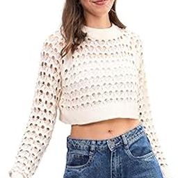 Off-White Crochet Crop Sweater Top-image-33