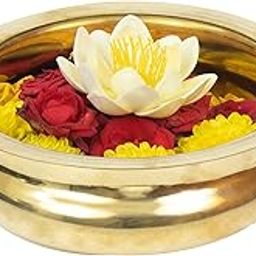 Spillbox Brass Urli Decorative Bowl Vessel, Home Decor Festive Gift Item - Urli Handle (16 CM)-image-42