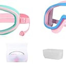 PROBEROS® Kids Swimming Goggles Combo with Ear Plugs & Case, Leakproof, Anti-fog, UV Protection, Adjustable Fit for Boys & Girls Age 6-14, Big Frame, Pink, Ideal for Swimming & Training-image-33