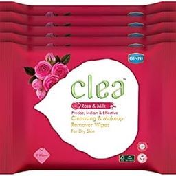 Clea Rose & Milk Cleansing Makeup Remover Wet Wipes for Dry Skin - Nourishes, Soothes, Moisturizes, Improves Skin Texture - Pack of 5 (8 Wipes in Each Pack, Wipe Size :- 150mm x 140mm)-image-16