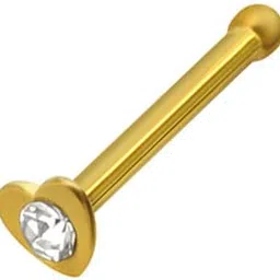 via mazzini Gold Plated Crystal Heart Nose Pin Stud for Women and Girls (NR05016)-picture-26