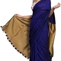 Rainbow Clothing,Womens Traditional Cotton Khadi Saree, Navy Blue|8-image-11