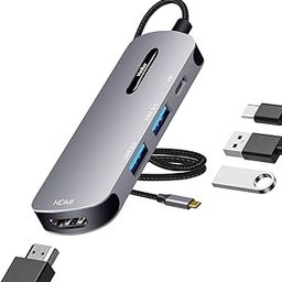 USB C HUB 4 in 1 USB C to HDMI Adapter with 4K@30Hz HDMI 2.0/3.0 USB Adapter Multiple Port USB Type C Hub for Laptop with PD 100W & USB C Data Port 20CM USB Hub Long Cable for MacBook Pro Air-picture-14