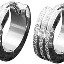 Punk Men Women Hip-Hop Stainless Steel Hoop Piercing Round crystal Luxury Earring-image-21