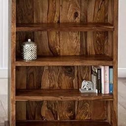 Dews Furniture Solid Sheesham Wood Book Shelf with Book Racks Storage for Living Room Home & Office-Natural Teak Finish-image-18
