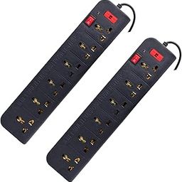 Extension Board 6+1 with 230cm Wire Length 3 Pin (Black) Pack of 2-23