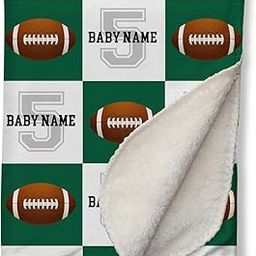 NICTIMEID Personalized Baby Name Blanket Custom Name and Team Number Print American Football Gift, Sherpa Fleece 31 x47 inch, Green-image-48