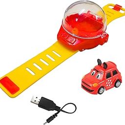 VGRASSP 2 in 1 Wrist Watch Remote Controlled Rechargeable Mini Car Toy for Kids with USB Charging Cable - 2 Function Remote in Watch, Blinking Lights in Car - Color As Per Stock-image-115