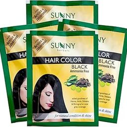 Sunny Herbals Hair Color Black With Unique Blend of Henna, Amla, Shikakai & Bhringraj Herbs | Penetrates Every Strand and Colors From Root To Tip | Ammonia Free | Unisex Hair Color For All Hair Type, (Pack of 4)-26