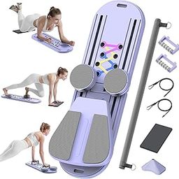 Pilates Board Pilates Reformer Set, Multi-Purpose Foldable Pilates Reformer Board for Home, 15 in 1 Pilates Sliding Board (Purple)-picture-1