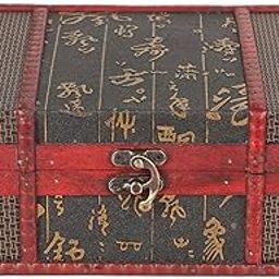 F FABOBJECTS® Vintage Wooden Treasure Chest Boxes, Decorative Treasure Box, Vintage Wooden Storage Box, Wood Toy Treasure Box for Books Jewelry Document Stash,Decorations (9.1 x 6.3 x 3.7in)-image-21