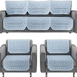 Kuber Industries Soft Net Cotton Sofa Cover 5 Seater Set for Living Room | Sofa Protector Cover for Home Decor | Sofacover for Stains, Spills, Pet Hair & Dust Protection | Galaxy 4 Way Design - Grey-image-41