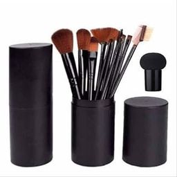 Makeup Brush Set with Storage Box & foundation blusher brush mushroom blender (Pack of 12)-image-44
