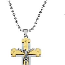 Christmas Gift Cubic Zirconium Crystal Lord Holy Jesus Christ Crucifix Cross Locket Gold Stainless Steel Necklace Pendant for Men and Women-image-13