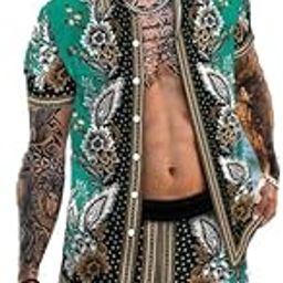 Fabulous Polyester Shirt with Shorts Combo Set for Men (Green Shirt Short Set)-picture-3