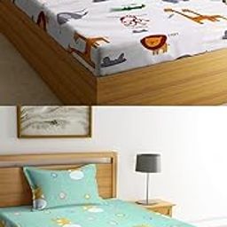 ELSTONE Home Cartoon Printed 2 Pcs Single Bedsheet for Kids with 2 Pillow Cover, Size 60x90 Inches. Super Soft Glace Cotton Bedsheet Special for Gifting Birthday, Baby Shower, New Born Baby (ISH37)-image-97