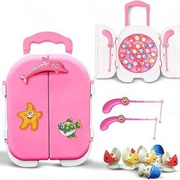 Wembley Magnetic Fishing Game for Kids Rechargeable Fish Catching Board Game with C-Type Charging Cable Music & Lights for Boys Girls 5 6 7 8 9 Years Interactive Toy BIS Certified (Pink)-9