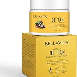 BELLAVITA De-Tan Face Pack | Enriched with Multani Mitti, Kaolin Clay, Yellow Clay & Sandalwood | Removes Tan, Brightens & Evens Skin Tone | For All Skin Types | Dermatologically Tested | 100 g-picture-1