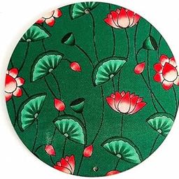 brown leaf Apporax 12 Inches Green Color Pichwai Lotus Print Plates for Festival & Wedding Decorations and DIY Crafts (2)-image-94
