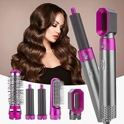 FlairFinds 5-in-1 Multifunctional Hair Dryer Styling Tool, Detachable 5-in-1 Multi-Head Hot Air Comb, Negative Ion Automatic Suction Hair Curler, Hot Air Blower Styler (Multicolor) (Pack of 1)-image-14